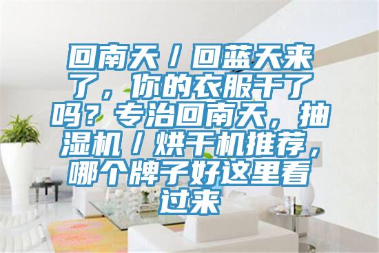 回南天／回藍(lán)天來了，你的衣服干了嗎？專治回南天，抽濕機(jī)／烘干機(jī)推薦，哪個牌子好這里看過來